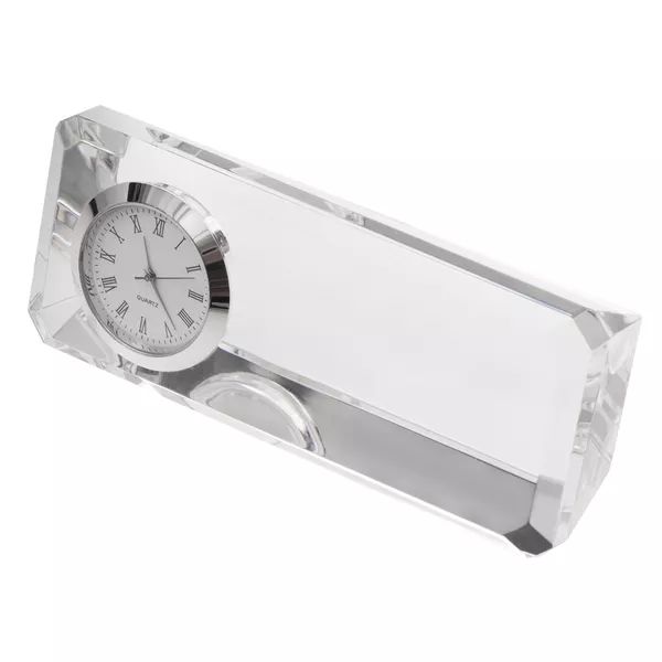 Kryształowy przycisk do papieru z zegarem Cristalino, transparentny (R22186.00)