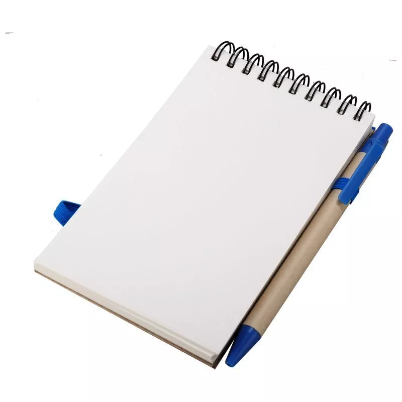 Notes Kraft 90x140/70k gładki z długopisem, niebieski/beżowy (R73795.04) 2