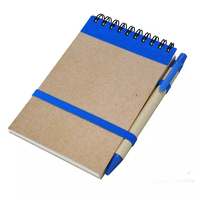 Notes Kraft 90x140/70k gładki z długopisem, niebieski/beżowy (R73795.04) 3