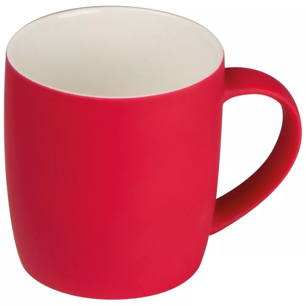 Kubek ceramiczny, gumowany 300 ml - czerwony - (80654-05) 2