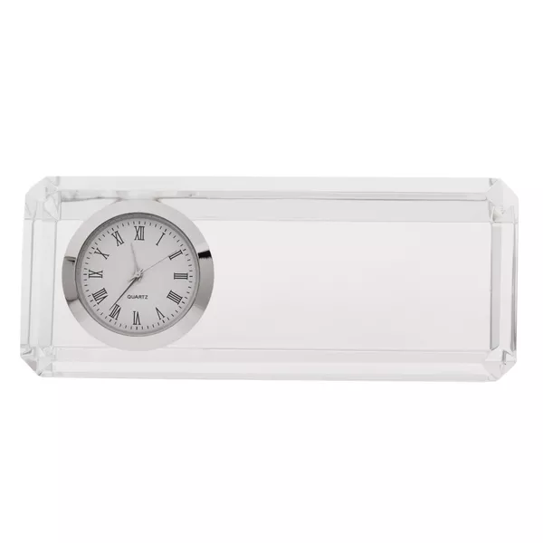 Kryształowy przycisk do papieru z zegarem Cristalino, transparentny (R22186.00) 3