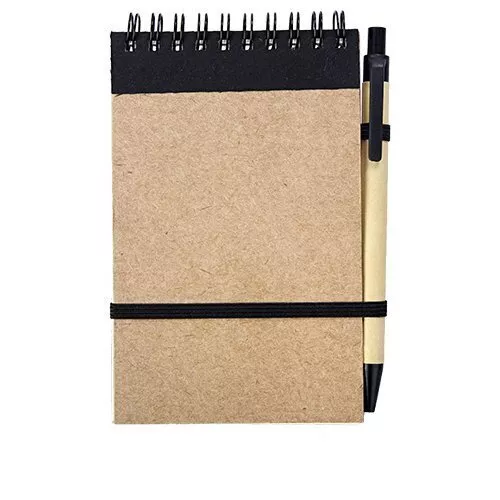 Notes Kraft 90x140/70k gładki z długopisem, czarny/beżowy (R73795.02) 2