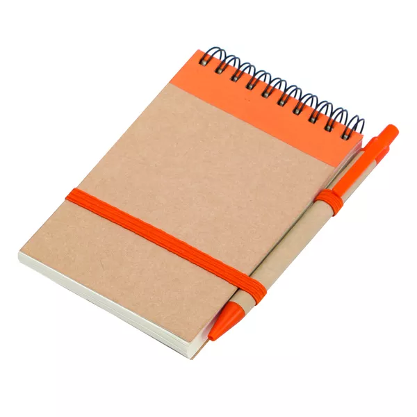 Notes Kraft 90x140/70k gładki z długopisem, pomarańczowy/beżowy (R73795.15) 3